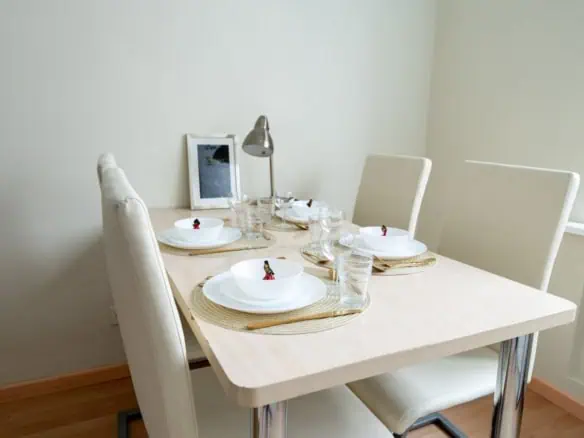 Modern dining table setup at Koolrooms Tallinn hotel in Estonia.