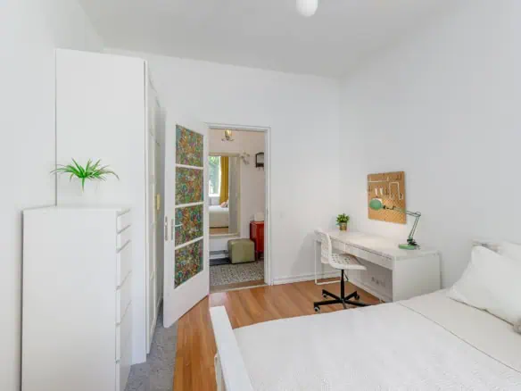 Bright studio apartment in Tallinn with contemporary decor and functional workspace.